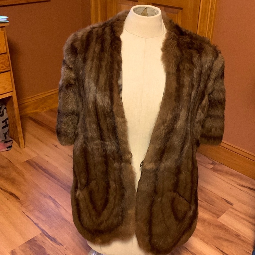 Beautiful vintage genuine formal fur stole, chocolate brown - Picture 3 of 14